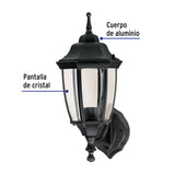Arbotante Tipo Farol Tradicional Soportado para Exterior, Negro