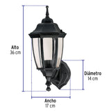 Arbotante Tipo Farol Tradicional Soportado para Exterior, Negro