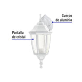 Arbotante Tipo Farol Tradicional Suspendido para Exterior, Bco.