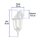 Arbotante Tipo Farol Tradicional Suspendido para Exterior, Bco.