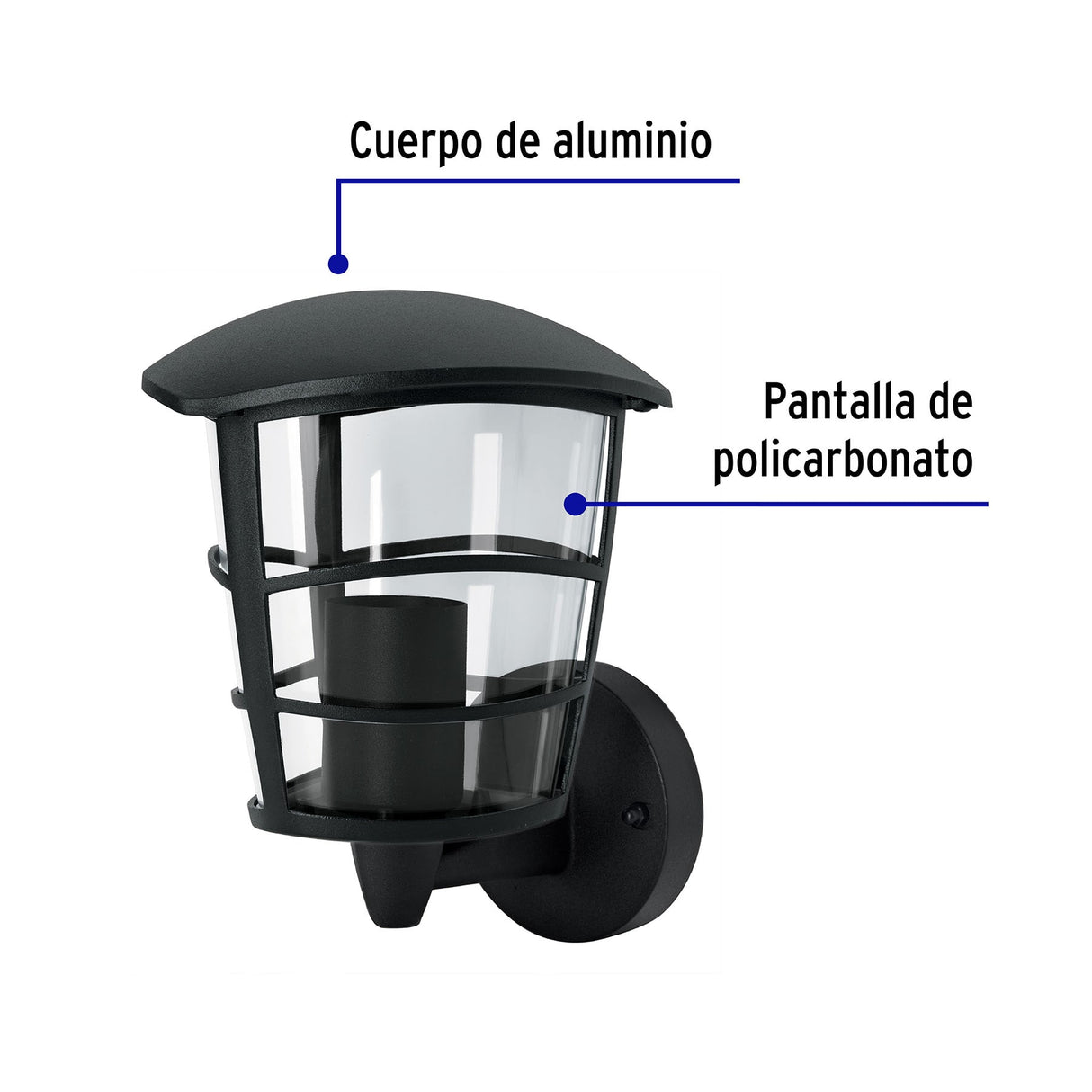 Arbotante Tipo Farol Moderno Soportado para Exteriores, Negro