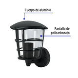 Arbotante Tipo Farol Moderno Soportado para Exteriores, Negro