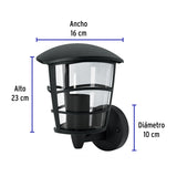 Arbotante Tipo Farol Moderno Soportado para Exteriores, Negro