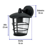 Arbotante Tipo Farol Moderno Suspendido para Exteriores, Negro