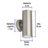 Arbotante LED Exterior 10 W 3000K, 2 Spots, 6X16 cm, Volteck