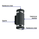 Arbotante Exterior con 2 Spots, Lámparas No Incluidas, Negro