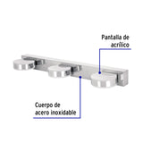 Luminario LED de Pared para Baño 10 W 4000K, 3 Spots, Volteck