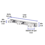 Luminario LED de Pared para Baño 10 W 4000K, 3 Spots, Volteck