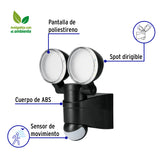 Arbotante LED 12 W Negro con Sensor de Movimiento, Volteck