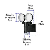 Arbotante LED 12 W Negro con Sensor de Movimiento, Volteck
