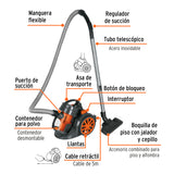 Aspiradora Canister 2 L (0.5 Gal), 1, 200 W (1.6 HP), Truper