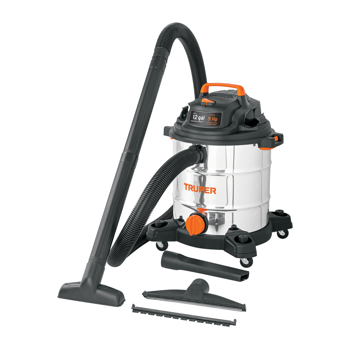 Aspiradora de Sólidos y Líquidos, 12 Gal, Acero Inox, Truper