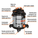 Aspiradora de Sólidos y Líquidos, 12 Gal, Acero Inox, Truper
