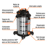 Aspiradora de Sólidos y Líquidos, 16 Gal, Acero Inox, Truper