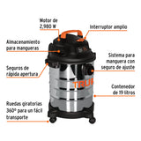 Aspiradora de Sólidos y Líquidos, 5 Gal, Acero Inox, Truper