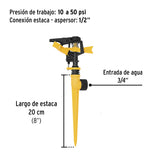 Aspersor Plástico 11' una Vía, Estaca Plástica, Pretul