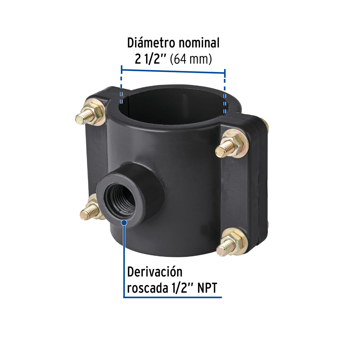 Abrazadera para Toma Domiciliaria PP 2-1/2' X 1/2', Foset