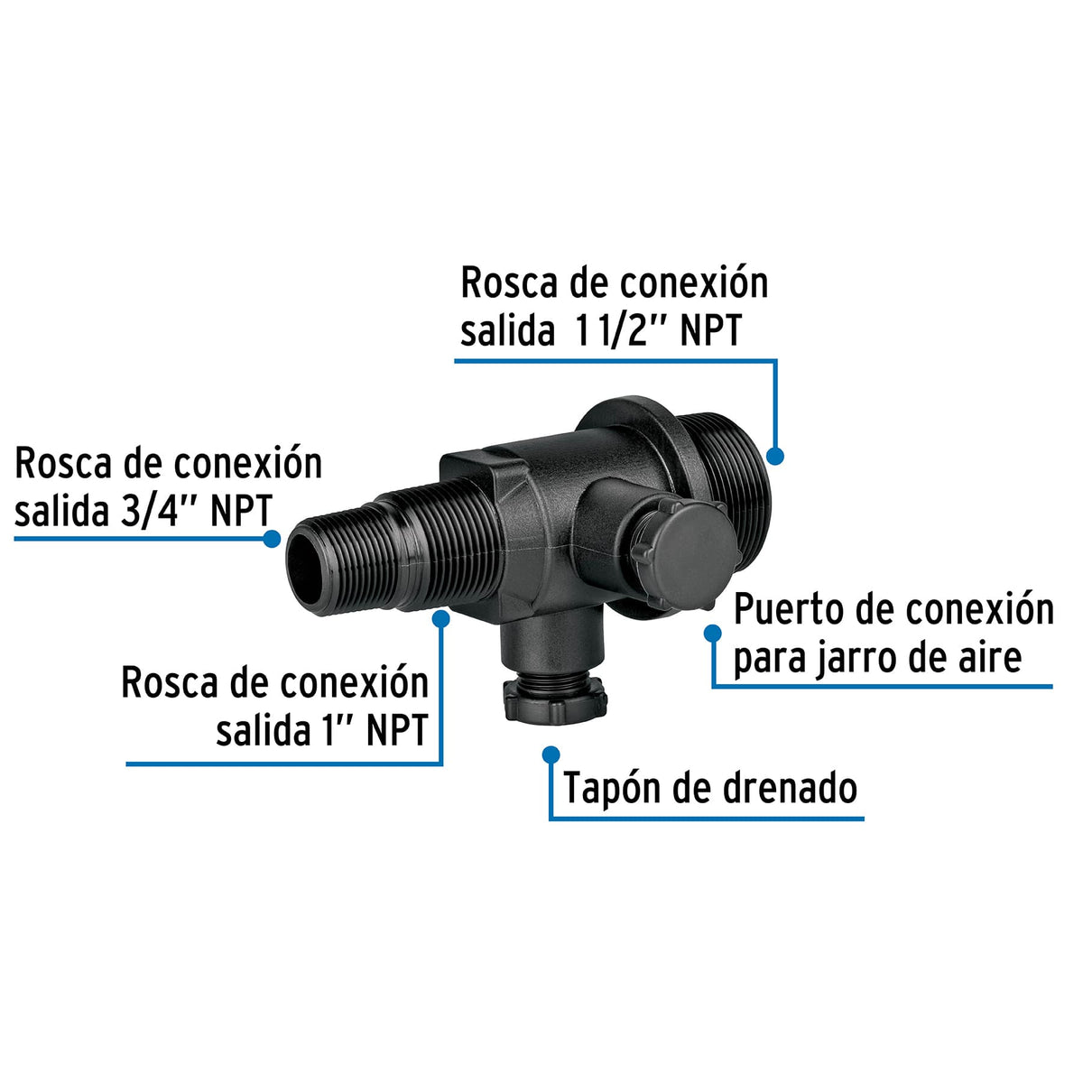 Multiconector Polipropileno para Tinaco, sin Válvula, Foset