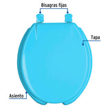 Asiento Redondo con Tapa para Wc, Abierto, Azul, Foset