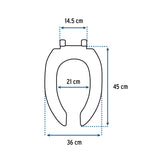 Asiento Alargado con Tapa para Wc, Abierto, Beige, Foset
