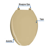 Asiento Alargado con Tapa para Wc, Abierto, Beige, Foset