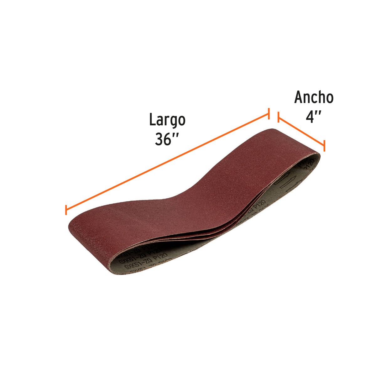 Caja con 3 Bandas de Lija 4' X 36' Grano 120 para Pul 4X6