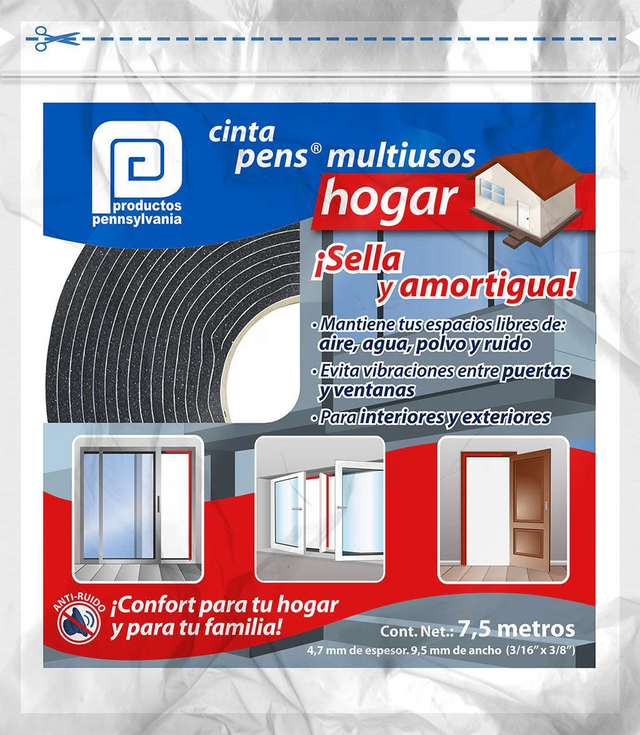 Pennsylvania cinta multiusos hogar color negro 3/16 x 3/8 rollo 7.5 m.