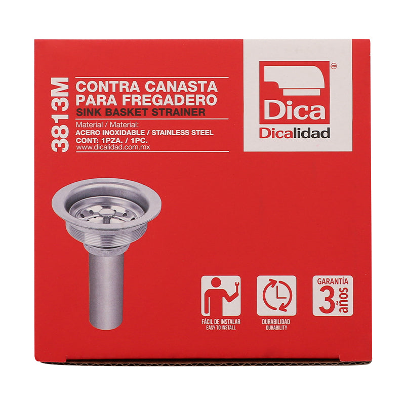 Dica 3813M contracanasta canasta para fregadero de acero inox. y tubo de laton - imagen 4