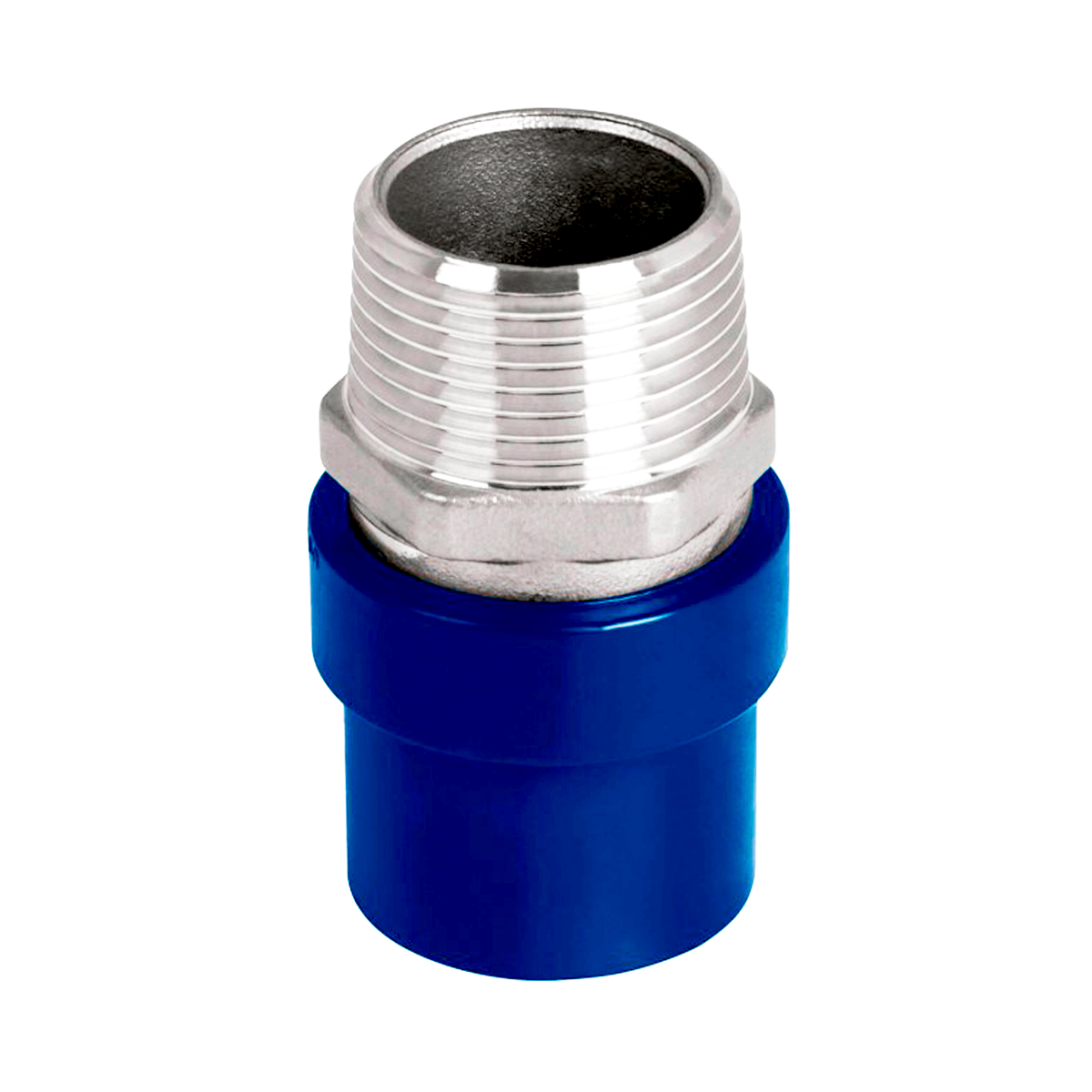 Adaptador macho CPVC FG azul con conexión metálica 1/2"