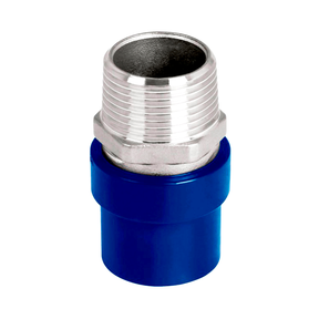 Adaptador macho CPVC FG azul con conexión metálica 1/2"