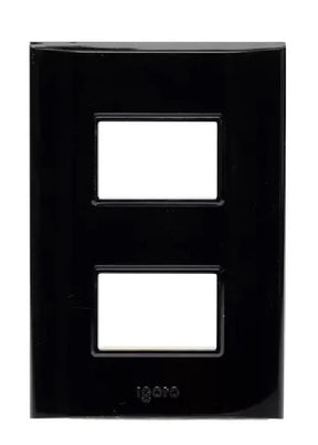 Igoto placa 2 modulos negra / lugano PB1202-N