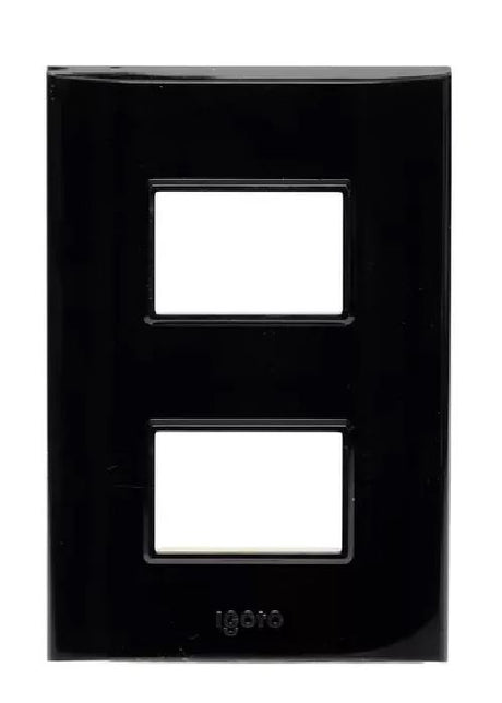 Igoto placa 2 modulos negra / lugano PB1202-N