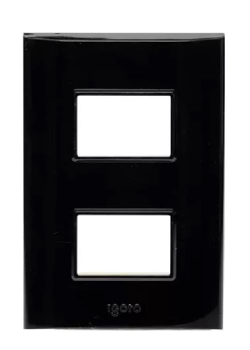 Igoto placa 2 modulos negra / lugano PB1202-N