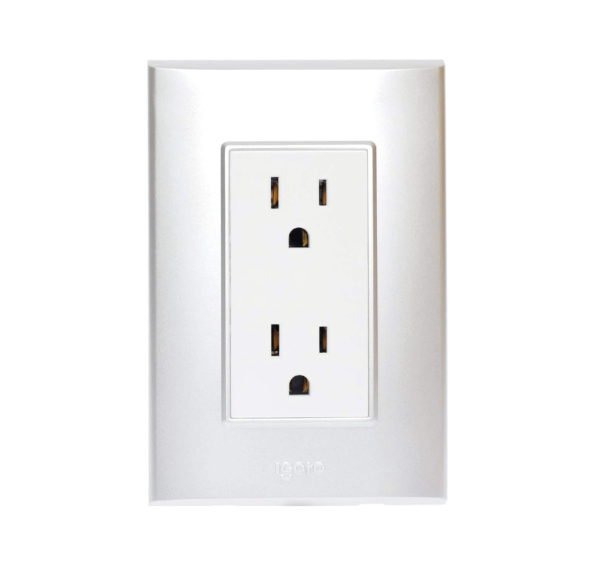 Igoto contacto duplex con placa plateado/blanco / lugano PB105/2-A/b
