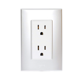 Igoto contacto duplex con placa plateado/blanco / lugano PB105/2-A/b