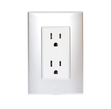 Igoto contacto duplex con placa plateado/blanco / lugano PB105/2-A/b