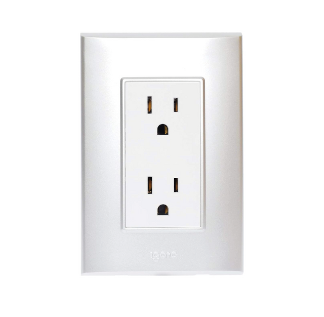 Igoto contacto duplex con placa plateado/blanco / lugano PB105/2-A/b