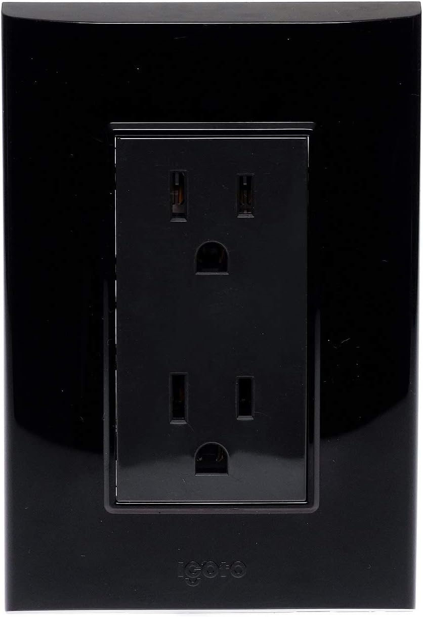Igoto contacto duplex con placa plateado/negro / lugano PB105/2-A/n