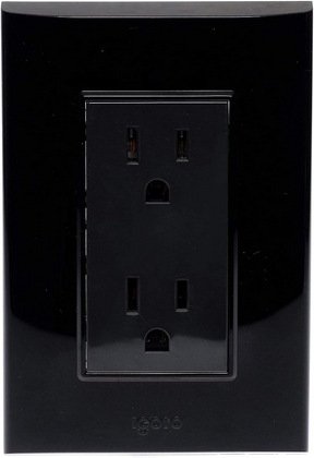 Igoto contacto duplex con placa plateado/negro / lugano PB105/2-A/n