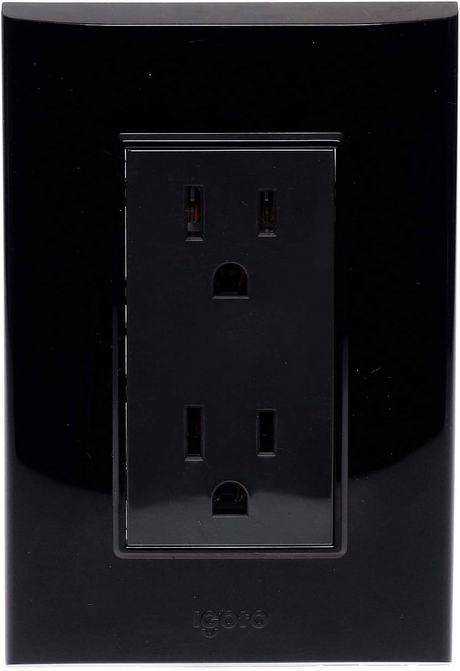 Igoto contacto duplex con placa plateado/negro / lugano PB105/2-A/n