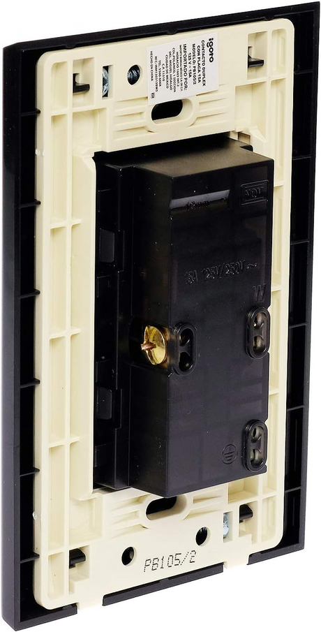 Igoto contacto duplex con placa plateado/negro / lugano PB105/2-A/n - imagen 2