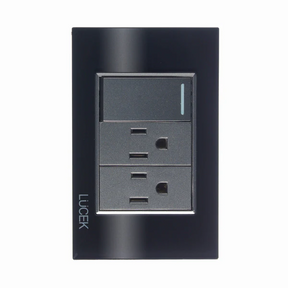 Lucek cristal negro 1 interruptor sencillo y 2 contactos 1 modulo