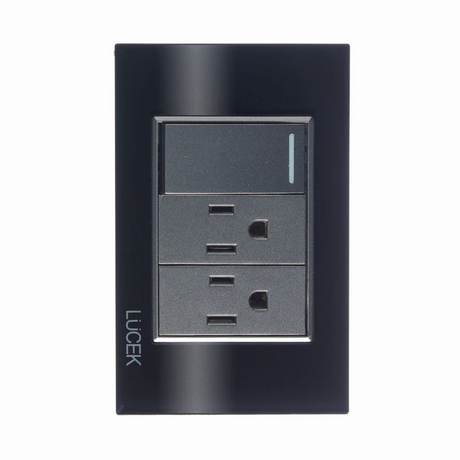 Lucek cristal negro 1 interruptor sencillo y 2 contactos 1 modulo