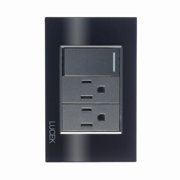 Lucek cristal negro 1 interruptor sencillo y 2 contactos 1 modulo