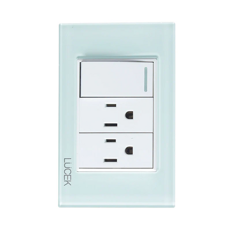 Lucek cristal aqual 1 interruptor sencillo y 2 contactos 1 modulo