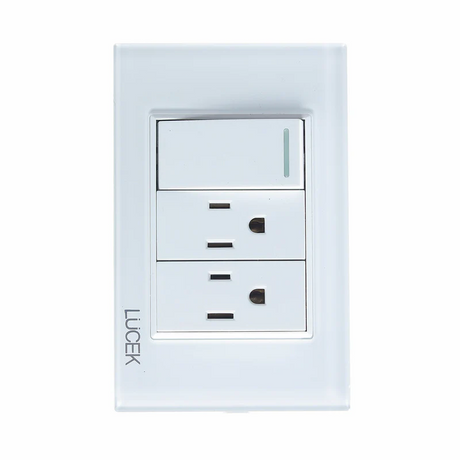 Lucek cristal blanco 1 interruptor sencillo y 2 contactos 1 modulo