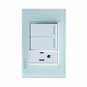 Lucek cristal aqua 2 interruptores sencillos y 1 contacto 1 modulo