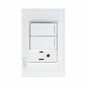 Lucek cristal blanco 2 interruptores sencillos y 1 contacto 1 modulo