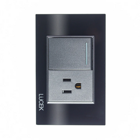 Lucek cristal negro 1 interruptor sencillo y 1 contacto 1.5 modulos