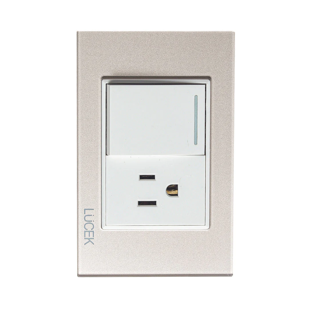 Lucek cristal dorado 1 interruptor sencillo y 1 contacto 1.5 modulos